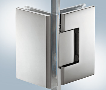 shower door hinge, for glass-glass connections, 90° glass front