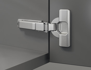 Concealed hinge, Häfele Metalla 510 A/SM 105°, for thin wooden doors from 10 mm and above, half overlay mounting/twin mounting