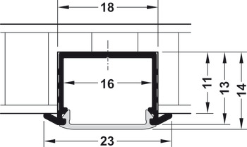 Profile for recess mounting, Häfele Loox Profile 1191 for LED strip lights 10 mm