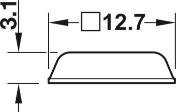 Door buffer, DB127, Self-adhesive, Square, 12.7 x 12.7 mm, height 3.1 mm