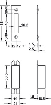 Mortice deadlock, for hinged doors, Startec, profile cylinder, backset 55 mm