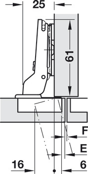 Concealed hinge, Häfele Metalla 510 A/SM 110°, half overlay/twin mounting