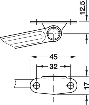 Stay flap fitting, Mounting bracket individual component