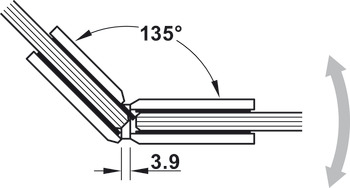 shower door hinge, for glass-glass connections, 135° glass front