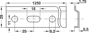 Wall rail, Steel, length 1,250 mm