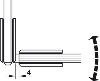 shower door hinge, for glass-glass connections, 90° glass front