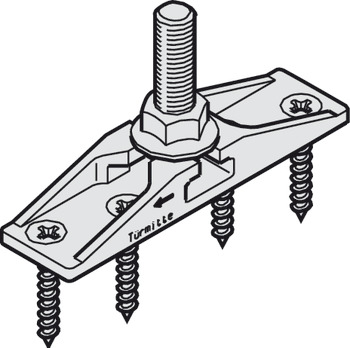 Two-way suspension fitting, with M10 hanger bolt and mounting screws