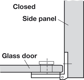 Glass door hinge, Semi-circular, opening angle 180°, inset mounting
