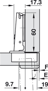 Concealed hinge, Häfele Metalla 510 A/SM 94°, for wooden doors up to 40 mm, full overlay mounting