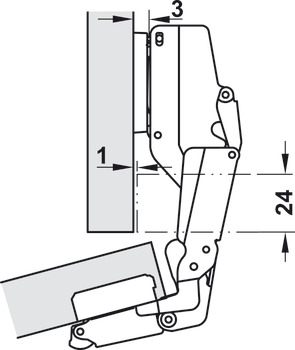 Concealed hinge, Häfele Metalla 510 A/SM 165°, inset mounting