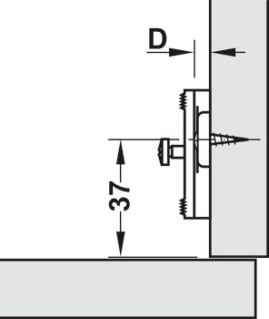 Cruciform mounting plate, Metalla MINI SL, for screw fixing