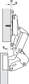 Concealed hinge, Häfele Metalla 510 A/SM 155°, half overlay mounting/twin mounting