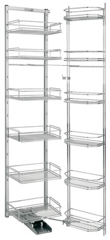 Larder unit pull-out, Kesseböhmer Tandem, with separate door shelf and height adjustable hanging baskets