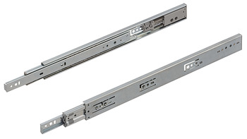Drawer runners, load-bearing capacity up to 45 kg, steel, side mounting