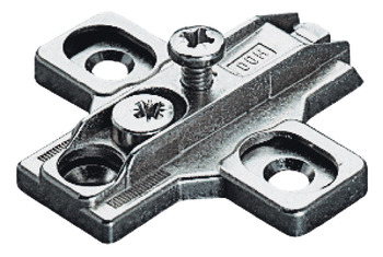 Cruciform mounting plate, Häfele Metalla 510 A, zinc alloy, with chipboard screws