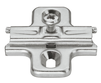 Cruciform mounting plate, Häfele Metalla 510 A, steel, with chipboard screws, edge distance 37 mm