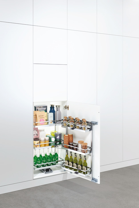 SO-TECH® DISPENSA-Tandem Swivel Pull-Out 4 Layers Door Shelf and Clip-on Shelves for Larder Width of 45 cm incl Height: 1100 mm 