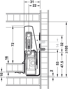 서랍 세트,헤펠레 매트릭스 박스 P70, 서랍 높이 92 mm, 적재 하중 70 kg