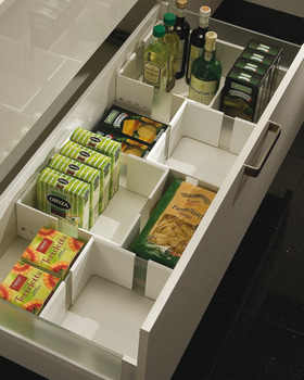 식품 보관 컨테이너함, 프론트 인출 장치 및 속서랍 박스, 갤러리 레일