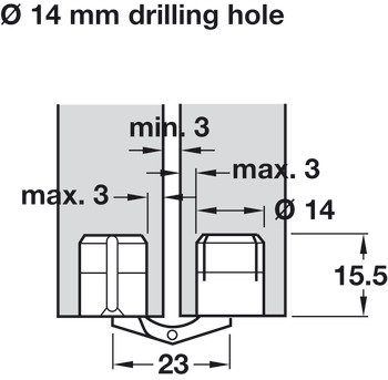 폴딩 도어 힌지, 지사, 목재 두께 14–40 mm, 매립 설치