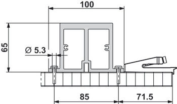 런닝 트랙 보강 프로파일, 센터 판넬이 없는 최대 2800 mm의 더블 시스템