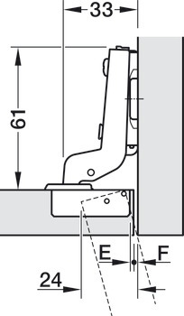 매립형 힌지, 헤펠레 메탈라 510 SM 105°, 인셋 설치