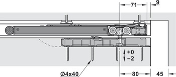 슬라이딩 도어 피팅 , 하바 포르타 100 HMT 포켓 , 트랙 포함 세트 