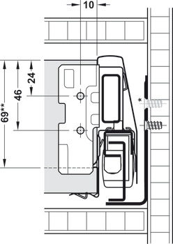 서랍 사이드 런너 시스템, 헤펠레 매트릭스 박스 P70, 서랍 높이 92 mm, 적재 하중 70 kg